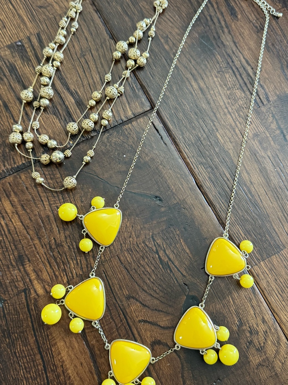 Yellow and Gold Statement Necklace Bundle - Fashion Jewelry